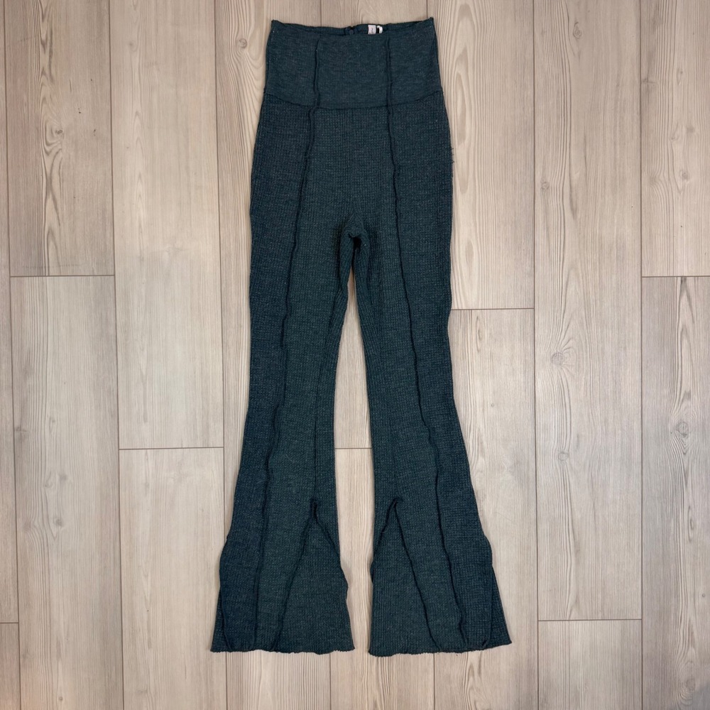 Out From Under Urban Outfitters Waffle Knit Flare Pants Teal Green Medium